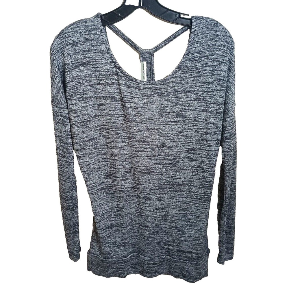 Athleta Womens Pose Layered Marled Gray Long Sleeve Open Back Top XS